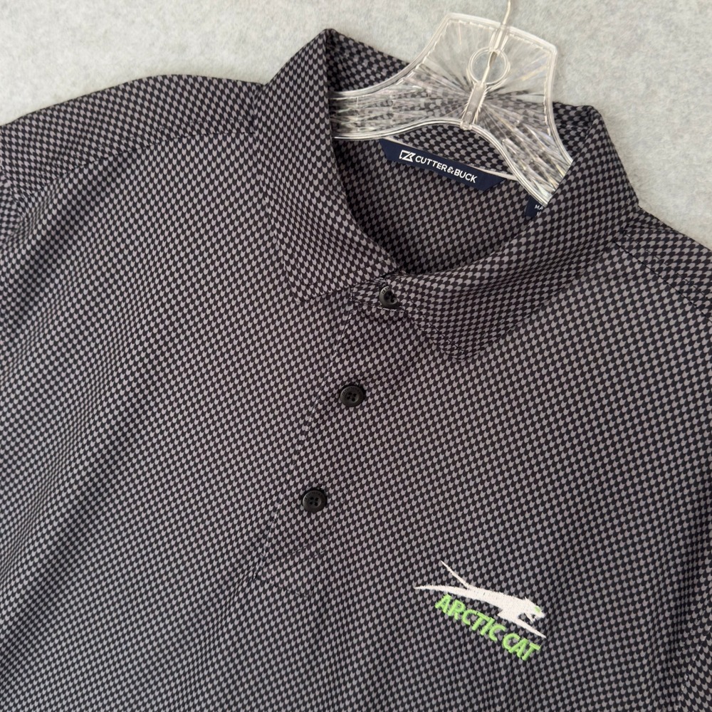 Arctic Cat Polo Shirt Mens Large Black Grey Embroidered Stretch Cutter & Buck